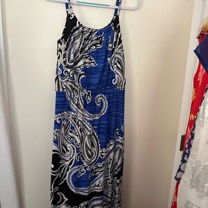 White House Black Market Blue and Black Sleeveless Maxi Dress
